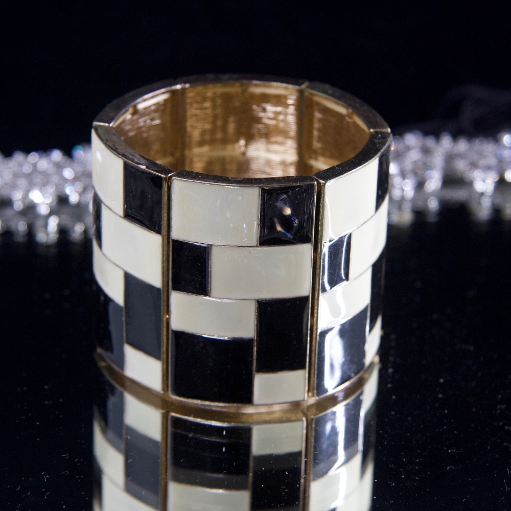 My Black and White Ceramic Gold Plated Bracelet